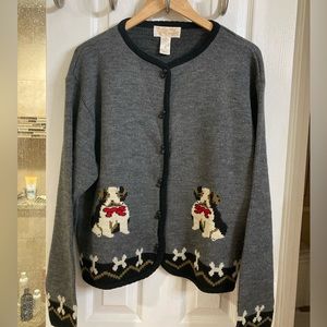 Sweater Dog Tally Ho SZ XL New Cute Bone shaped buttons!